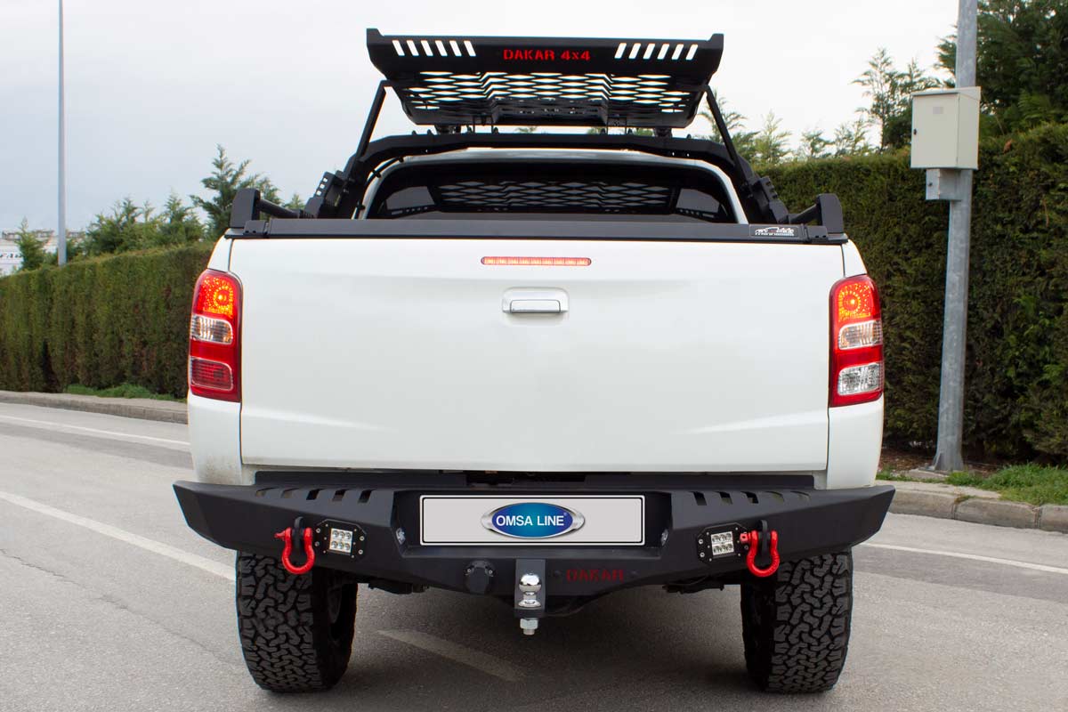 OMSA Mitsubishi L200 Dakar Steel Rear Bumper LED Sensor-Sensorless 2015 ...